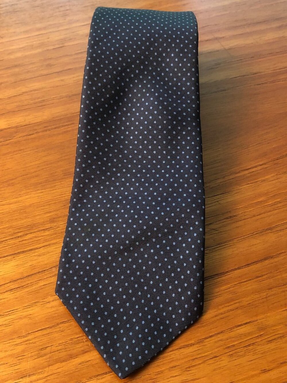 Christian Dior Cravates Silk Necktie Navy Blue Polka Dot Pattern